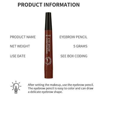 Waterproof 4-Point Microblading Eyebrow Pen with Fork Tip Applicator