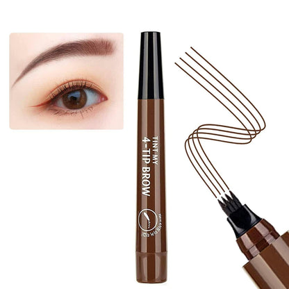 Waterproof 4-Point Microblading Eyebrow Pen with Fork Tip Applicator